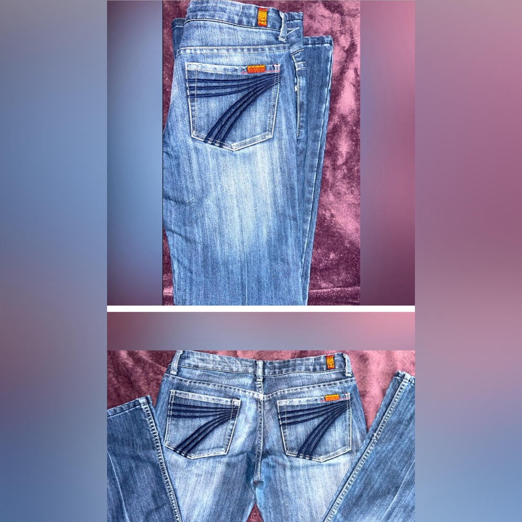 4 Pairs Of 7 For All Mankind Light Blue Distressed Pocket Detail Jeans *4 Pairs